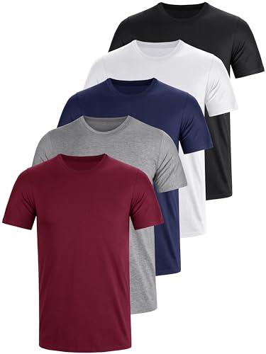 Tshirt Rundhals Baumwolle 5er Pack Basic 3XL 4XL S M L XXL Einfarbig T Shirt Für Herren Arbeit Regular Männer Kurzarm O-Neck Set Rot Blau Schwarz Weiß Grau (3XL) von UEEKO