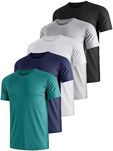 UEEKO 5er Pack Sport Herren Tshirt Set Kurzarm Sporthirt Running Herren Schnelltrocknend Atmungsaktiv Fitness Funktions Sporthirt Running Herren.(3X-Large) von UEEKO