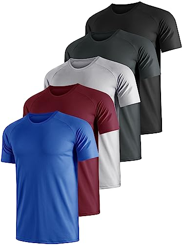 UEEKO 5er Pack Sport Herren Tshirt Set Kurzarm Sporthirt Running Herren Schnelltrocknend Atmungsaktiv Fitness Funktions Sporthirt Running Herren.(L) von UEEKO