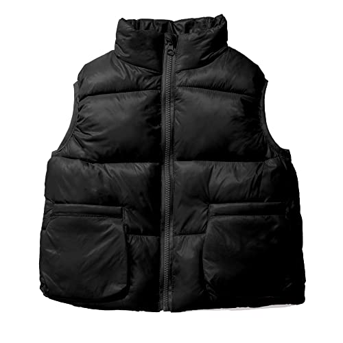 UELoop Glänzende Daunenweste für Kinder 2022 Winter Herbst Leichte Oberbekleidung Gefüllte Jacke Warme süße Kleidung für Unisex-Jungen Mädchen Babygröße 5T 5 Jahre Schwarz von UELoop