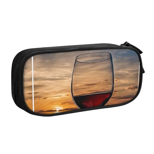 UENFFKDAP Sunset Weinglas Große Kapazität Federmäppchen Student Federmäppchen Reißverschluss Federmäppchen Kosmetiktasche Geeignet für Schulen und Büros, Unisex, Schwarz , Einheitsgröße, UENFFKDAP Sunset Weinglas Große Kapazität Federmäppchen Student Federmäppchen Reißverschluss Federmäppchen Kosmetiktasche Geeignet für Schulen und Büros, Unisex, Schwarz , Einheitsgröße, von UENFFKDAP