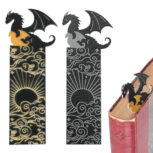 UENXRXE 2 Stück Schwarzes Goldenes Drachen-Lesezeichen,Doppelseitiges Muster,Acryl,Cooles Drachen-Lesezeichen Mit Sonne Und Wolken,Bücherregal-Dekoration Für Jungen Und Mädchen,Buchliebhaber UENXRXE 2 Stück Schwarzes Goldenes Drachen-Lesezeichen,Doppelseitiges Muster,Acryl,Cooles Drachen-Lesezeichen Mit Sonne Und Wolken,Bücherregal-Dekoration Für Jungen Und Mädchen,Buchliebhaber von UENXRXE
