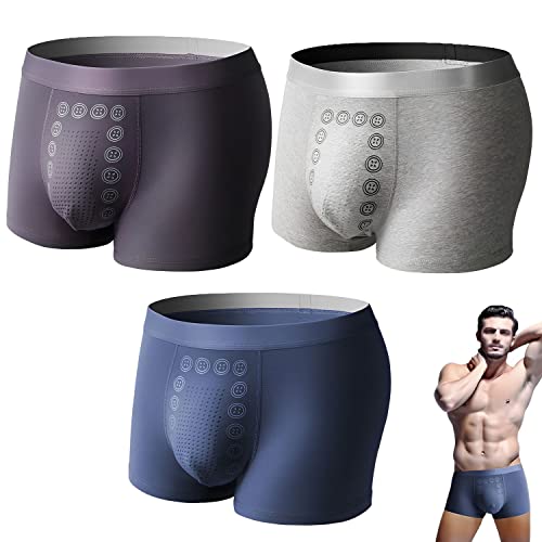 Magneticeft Energy Field Therapy Men Pants, 3pcs Long Lasting Growth Hardening Delay Underwear, Herren Herren Mode Unterhose Knickers Ride Up Sexy Slip Unterwäsche Hose Boxershorts von UGIF