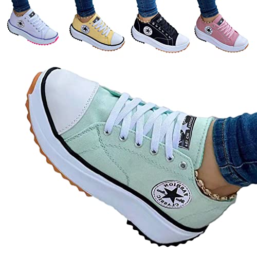 UGIF Neue Womens Canvas-Trainer, 2022 Segeltuchschuhe Damenmode Trainer, 2022 Canvas Shoes Women Fashion Trainers, Freizeitschuhe Sneaker Sommerschuhe, rutschfeste Damenschuhe, Grün, 42 EU von UGIF