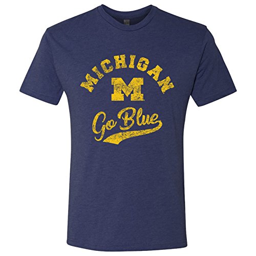 NCAA Retro Script Team Color T-Shirt College University, Herren, Michigan Wolverines Vintage Marineblau, Medium von UGP Campus Apparel