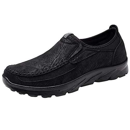 Freizeitschuhe für Herren, Leder-Sportschuhe, trendiges Design für aktiven Lebensstil, Sneaker, Herren, neue Freizeit-Sneaker-Schuhe, Schwarz , 40 2/3 EU von UIFLQXX