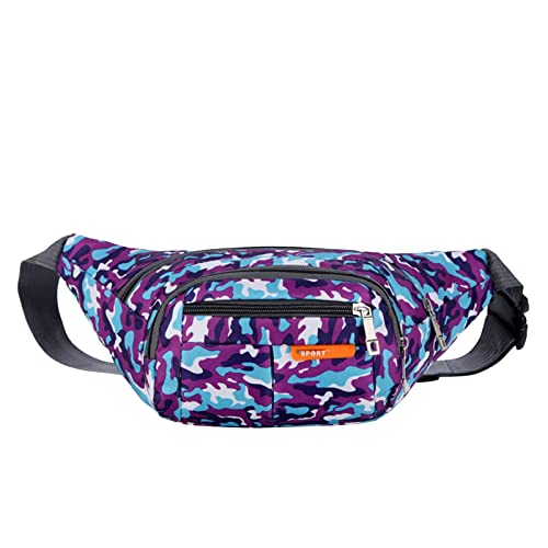 Neue Sport Bauchtasche Tragbare Nylon Stilvolle Fanny Pack Camouflage Sport Taille Taschen für Damen und Herren Große Laufgürtel Taille Pack, violett, Einheitsgröße von UIFLQXX