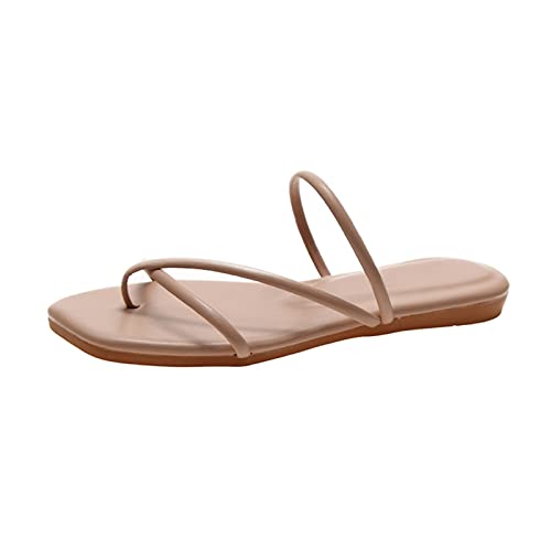 UIFLQXX Bequeme Mode-Sandelholz-flache Sommer-Frauen-einfache Kreuz-beiläufige Sandelholz-Schuh-Gürtel-Frauensandalen Damen Blockabsatz Sandalen von UIFLQXX