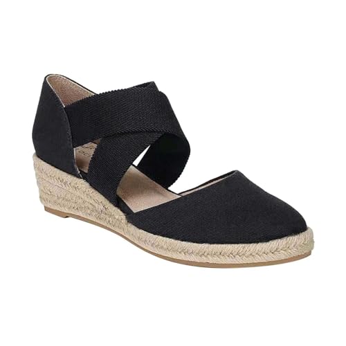 UIFLQXX Damen Wedges Freizeitschuhe Keilsandalen Mode Große Sommer Seil Tuch Damen Größe Schuhe Casual Damen Freizeitschuhe, Schwarz , 37 EU von UIFLQXX