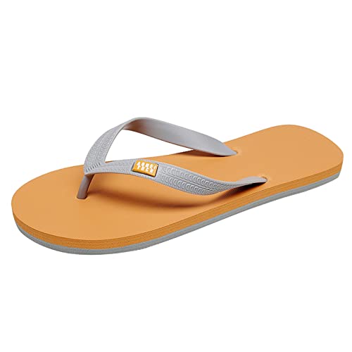 UIFLQXX Herren-Slider, leichte Pool-Slides, Herren-Flip-Flops, Sommer, Strand, Dusche, Badezimmer, Hausschuhe, Sandalen, Herren-Tanga, Zehensandalen, weiche Polsterung, Slides für Herren, gelb, 42 1/3 von UIFLQXX