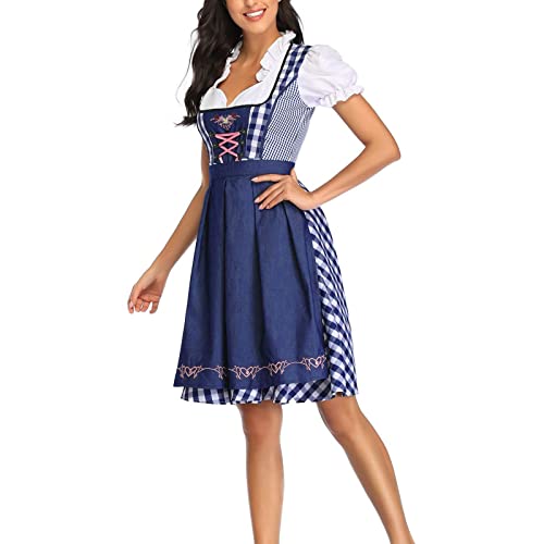 UIFLQXX Oktoberfest Dirndl Kleid Trachten Bayern Oktoberfest Karneval, blau, 38 von UIFLQXX