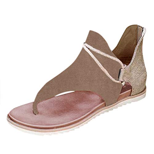 UIFLQXX Sandalen für Damen, breiter Absatz, Sommer, Clip-Toe, Reißverschluss, bequeme Sandalen, lässig, Strandsandalen, khaki, 37.5 EU von UIFLQXX