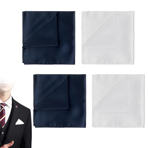 UILYNIU 4 Stücke Einstecktuch in Einfarbig Uni, Taschentücher Herren, Traditionelle Taschentücher, Kleine Einstecktücher, Pochette Stecktuch, Wiederverwendbar Herrentaschentücher (Weiß, Marineblau) UILYNIU 4 Stücke Einstecktuch in Einfarbig Uni, Taschentücher Herren, Traditionelle Taschentücher, Kleine Einstecktücher, Pochette Stecktuch, Wiederverwendbar Herrentaschentücher (Weiß, Marineblau) von UILYNIU