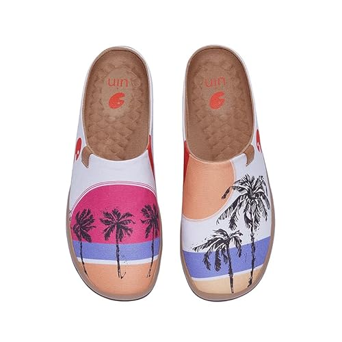 UIN Slipper Damen Hausschuhe Bequeme Reiseturnschuhe Mode gemalte Wanderschuhe Slip On Schuhe Malaga-Record The Pink 3 (37) von UIN