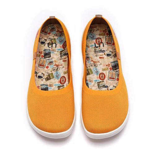 UIN Valencia Knitted Orange Damen Bequeme Ballerinas Wanderschuhe Slip On Schuhe Gestrickt Orange(36) von UIN