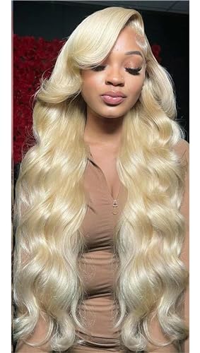 Blonde Lace Front Perücke Echthaar Perücken Für Frauen Vorgehaarte Lace Frontal Perücke Gewellte Lace Front Perücke 13x4 Lace Front 20inches#180 Density von UIOKLMJH