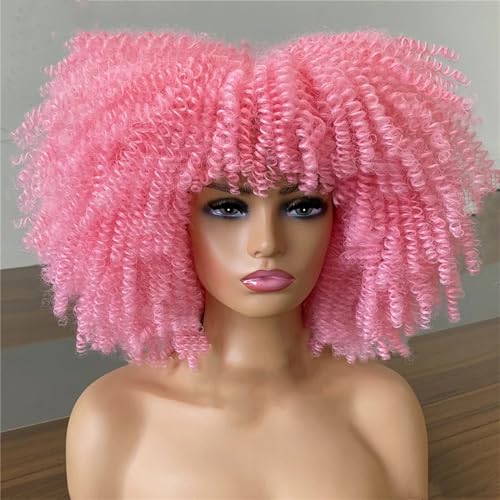 Frauen Kurze Haare Lockige Perücke Cosplay Synthetische Natürliche Perücken Leimlos 2317 10inches#1 PC von UIOKLMJH