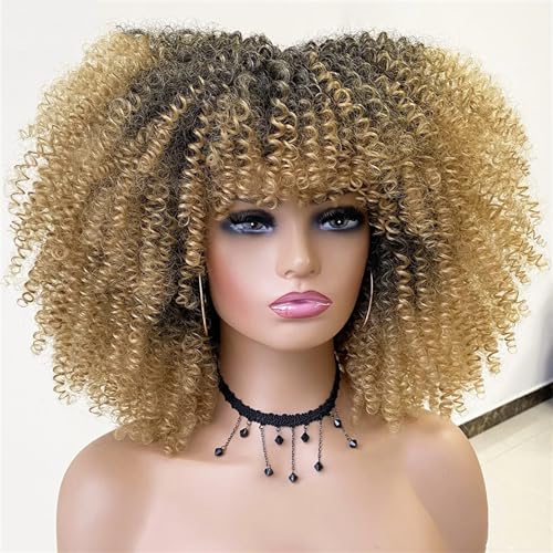 Frauen Kurze Haare Lockige Perücke Cosplay Synthetische Natürliche Perücken Leimlos T27 16inches#1 PC von UIOKLMJH