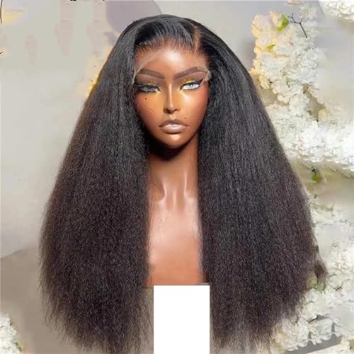 Gerade Lace Front Perücken Synthetische Spitze Transparent Gerade Spitze Frontal Für Damen Leimlose Spitzenperücke Black 13x4x1 Lace Wigs#22INCHES von UIOKLMJH