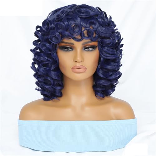 Kurze Perücke Mit Synthetischen Cosplay Perücken Für Damen Halloween Ohne Kleber Hitzebeständig Blue 14inches#1 PC von UIOKLMJH