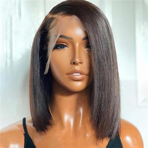 Lace Front Echthaar Perücke Gerade Echthaar Perücken Für Frauen Echthaar Perücken 13x4 Lace Wig 18 inches#180 Density von UIOKLMJH