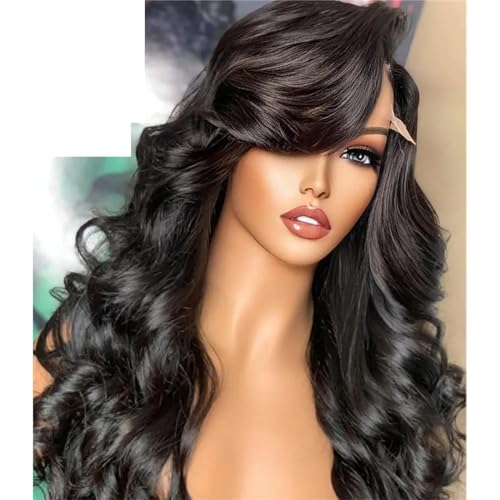 Lace Front Perücken Gewellte Synthetische Lace Front Perücke Für Frauen 180% Dichte Leimlose Perücke Black #22INCHES#13X4 s von UIOKLMJH