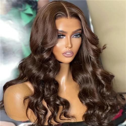 Lace Front Perücken Gewellte Synthetische Lace Front Perücke Für Frauen 180% Dichte Leimlose Perücke Brown #28inches#13X4X1 s von UIOKLMJH