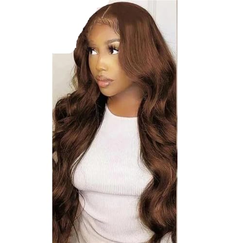 Lace Front Perücken Synthetische Körperwellen Perücke HD Lace Frontal Leimlose Perücke Für Frauen Chocolate Lace Wig#22INCHES#13X4X1 Lace Wigs von UIOKLMJH