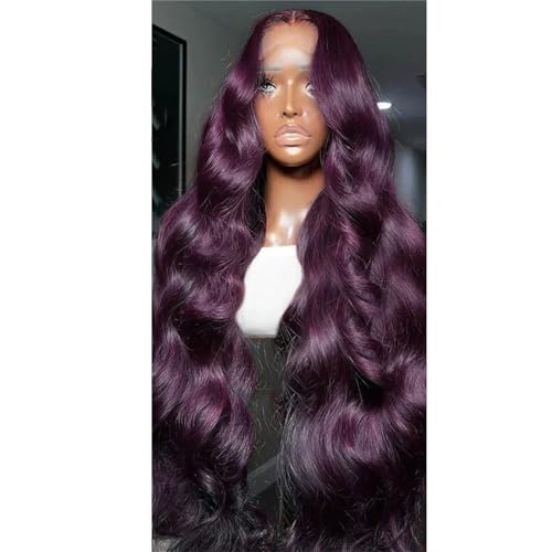 Lace Front Perücken Synthetische Körperwellen Spitzenperücken Für Frauen 13 X 4 HD Spitze T Teil Leimlose Perücke Dark red 13x4#20inches von UIOKLMJH