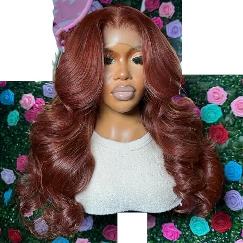 Lace Front Perücken Synthetische Leimlose 13 X 4 Körperwellen Lace Front Perücken Für Frauen Vorgezupft red 02 13x4 Lace Front Wigs28Inch von UIOKLMJH