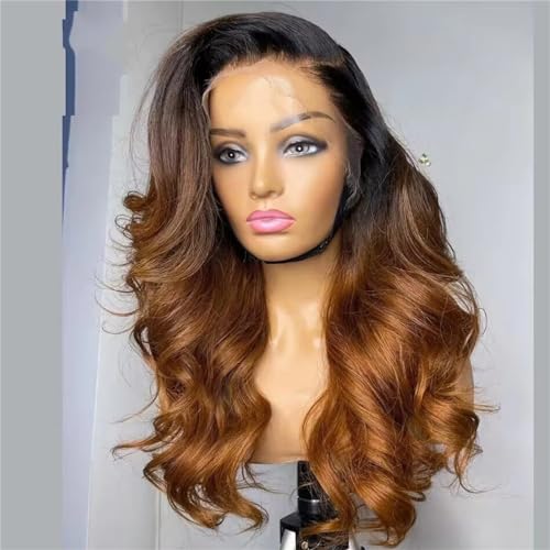 Ombre Lace Front Perücke Echthaar Perücken Für Frauen Körperwelle Lace Front Perücke Lace Frontal Perücke T1B 4 27 22inches#180 Density 4X4 Wig von UIOKLMJH