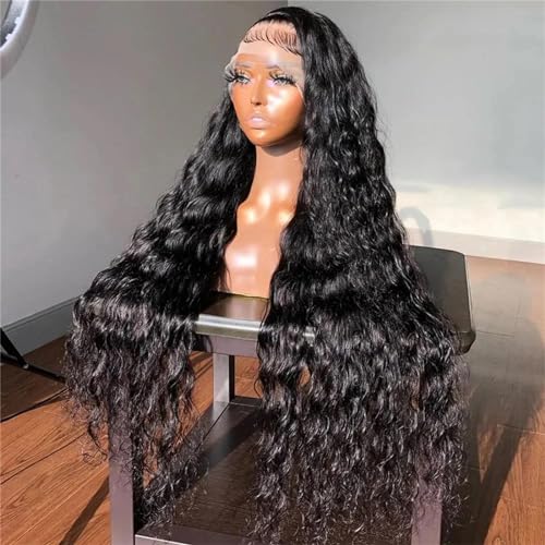 Spitze Frontal Perücke Lockiges Echthaar Perücken Für Frauen Tiefe Welle Frontal Gewellte Spitze Perücke 13x4 Lace Wig 180 Density#24inches von UIOKLMJH