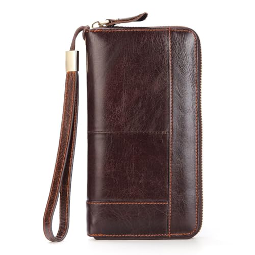 UIOPPOI Leder-Reisebrieftasche, Bifold, vertikaler Kartenhalter, multifunktionale Herren-Geldbörsen, Kartenetuis, minimalistisch 21X12X2.2CM A von UIOPPOI