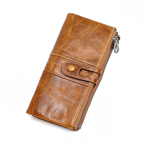 UIOPPOI Lether Retro Slim Kartenetui Biofold Reisepassetui Reisebrieftasche Große Kapazität Herrenbrieftaschen, Kartenetuis und Geld-Organizer 21X10X2.5CM B von UIOPPOI