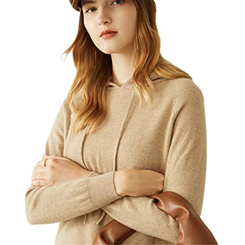 100% Kaschmir Damen Sweatshirt Hoodies Pullover Frauen Strickpullover Herbst Warm Wollpullover Kapuzenpullover Strickpullover von UJDKCF