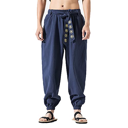 Japanese Casual Kimono Pants Loose Harajuku Trousers Japan Men Traditional Asian Clothing Navy L von UJDKCF