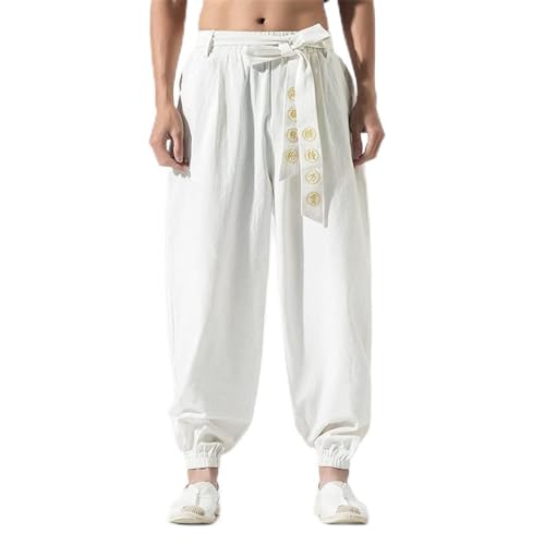 Japanese Casual Kimono Pants Loose Harajuku Trousers Japan Men Traditional Asian Clothing White L von UJDKCF