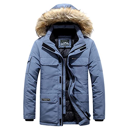 Winter Parka Jacken männlich Casual warm Dicker mit Kapuze Pelzkragen männliche Jacke Männer Winddichte Mantel Plus Größe 6XL Blue 5XL von UJDKCF