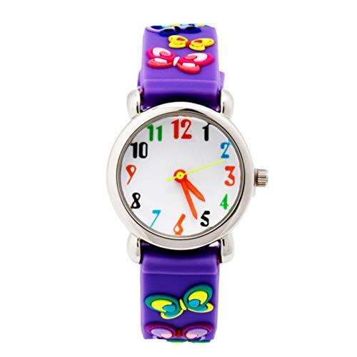 UKCOCO Kinderuhr 3D wasserdichtes Uhrenmuster Armbanduhr Kinder Cartoon Armbanduhr Mode Sportuhren Lila von UKCOCO