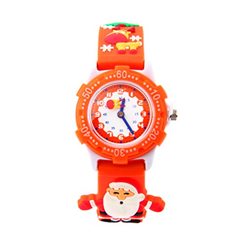 UKCOCO Stilvolle Uhr Weihnachtsmotiv Kinderuhr Schüler Armbanduhr Entzückende Quarzuhr Kindergeburtstagsgeschenk für Kinder Kinder Orange von UKCOCO