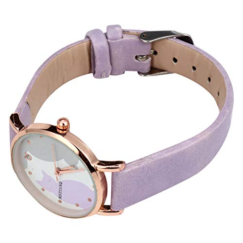 UKCOCO Katzenuhr Frauen Armbanduhr Cartoon Kinder Uhr Damen Armbanduhren Freizeituhren Für Damen wasserdichte Uhr Reloj Violett Damenuhr Mädchen Einfach Zifferblatt Aus Zinklegierung von UKCOCO