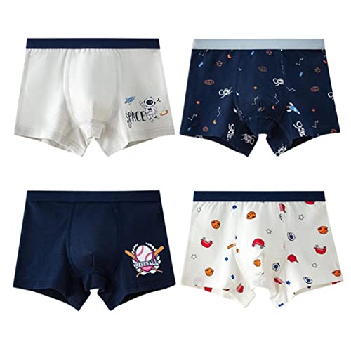 UKKO Höschen 4 Stücke Jungen Boxer Unterwäsche 100% Baumwolle Kinder Shorts Bottoms Kleidung Für 3 4 6 8 10 12 Jahre Alt-Zl89-Xk-Bq-4 Pcs,160 (11 to 12 Years) von UKKO