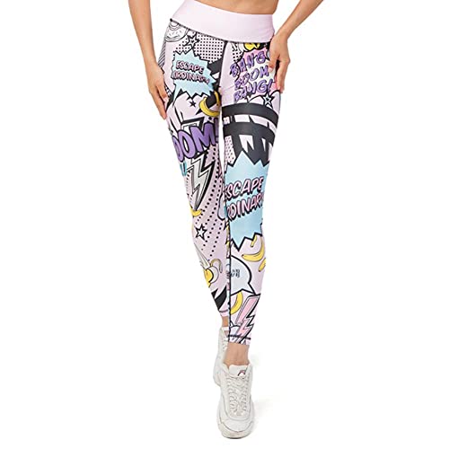 UKKO Leggings Cartoon Muster Frauen Nahtlose Yoga Hosen Push Up Leggings Gym Sport Sport Laufen Yoga Workout Leggings-Pink,L von UKKO