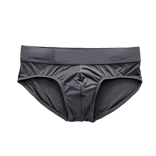 UKKO Männerunterwäsche Atmungsaktive Sexy Slips Seide Niedrige Taille Stretch Dreidimensionale Männerunterwäsche 3 Stück-Gray,L von UKKO