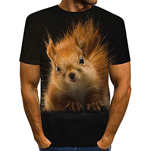 UKKO Poloshirt Herren Herren-Eichhörnchen T-Shirt 3D-Druck-Hemd Tier Grafik T-Shirts Schöne Musteroberteile Männer/Frauen Niedlichen Welpen-Gesicht T-Shirt T-Shirt-Style 6,Asian Size 6XL von UKKO