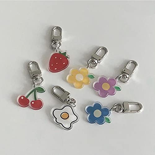 UKKO Schlüsselanhänger 2P Key Schnalle Keychain Charms Frucht Blume Eier Schlüsselanhänger Mädchen Schultasche Kawaii Kreative Dekorative Anhänger-Egg von UKKO