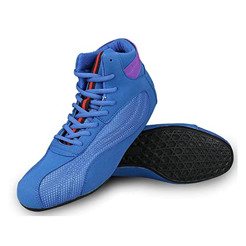 UKUBOXBAG Boxtrainer für Männer, Atmungsaktive Boxturnschuhe Mesh Kickboxen Sportschuhe rutschfeste Kniebeugenschuhe,Blau,43 EU von UKUBOXBAG