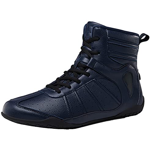 UKUBOXBAG Damen Boxschuhe, High Top Boxer Turnschuhe Mode Wrestling Turnschuhe Damen Leder Wrestling Fitness Schuhe,Blau,35 EU von UKUBOXBAG