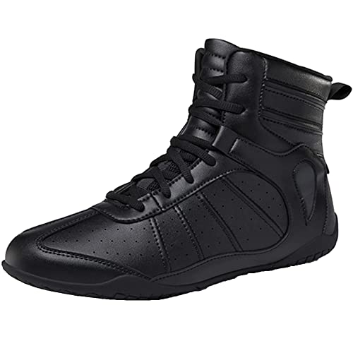 UKUBOXBAG Damen Boxschuhe, High Top Boxer Turnschuhe Mode Wrestling Turnschuhe Damen Leder Wrestling Fitness Schuhe,Schwarz,35 EU von UKUBOXBAG