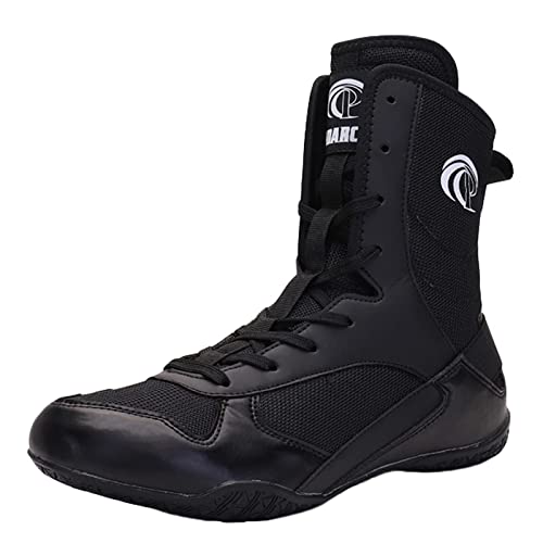 UKUBOXBAG High Top Box-Turnschuhe, Leichte Kniebeugen-Trainer Lässiger Wrestling-Schuh Für Männer Atmungsaktive Fitnessschuhe,Schwarz,39 EU von UKUBOXBAG